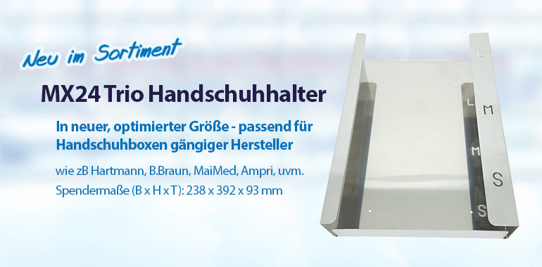 MX24 Trio flat Handschuhhalter in neuer, optimierter Größe - passend für Handschuhboxen vieler, gängiger Hersteller